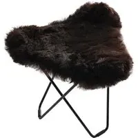 Flying Goose Stool Short Hair - Black, Sheepskin