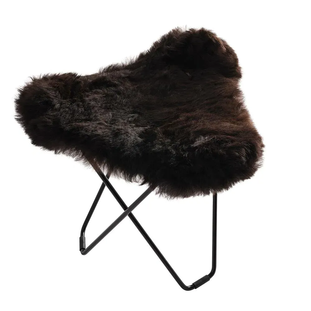 Flying Goose Stool Short Hair - Brown, Sheepskin