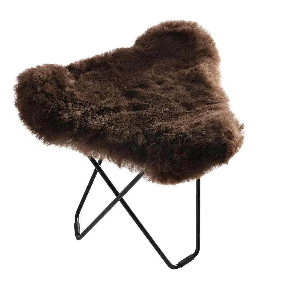 Flying Goose Stool Short Hair - Brown, Sheepskin image