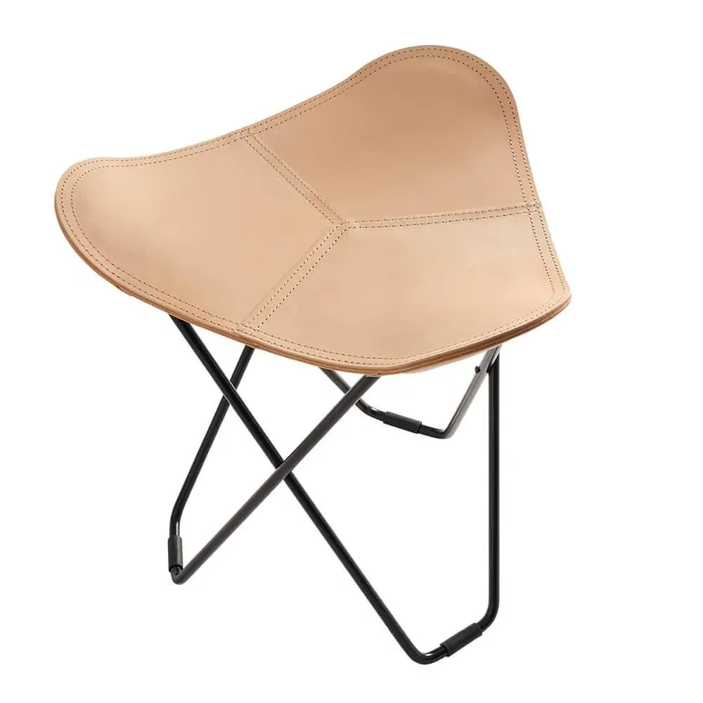 Flying Goose Stool with Chrome Base - Chocolate, Leather