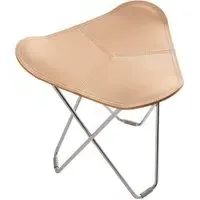 Flying Goose Stool with Chrome Base - Nature, Leather