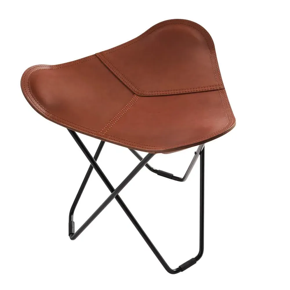 Flying Goose Stool with Chrome Base - Polo, Leather
