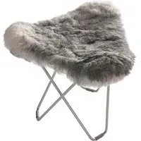 Iceland Flying Goose Stool - Grey, Sheepskin