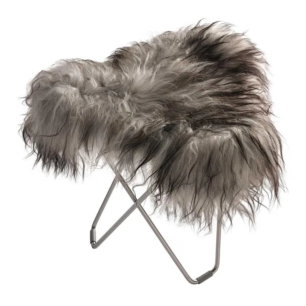 Iceland Flying Goose Stool - Grey, Sheepskin