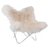 Iceland Mariposa Lounge Chair - White, Sheepskin