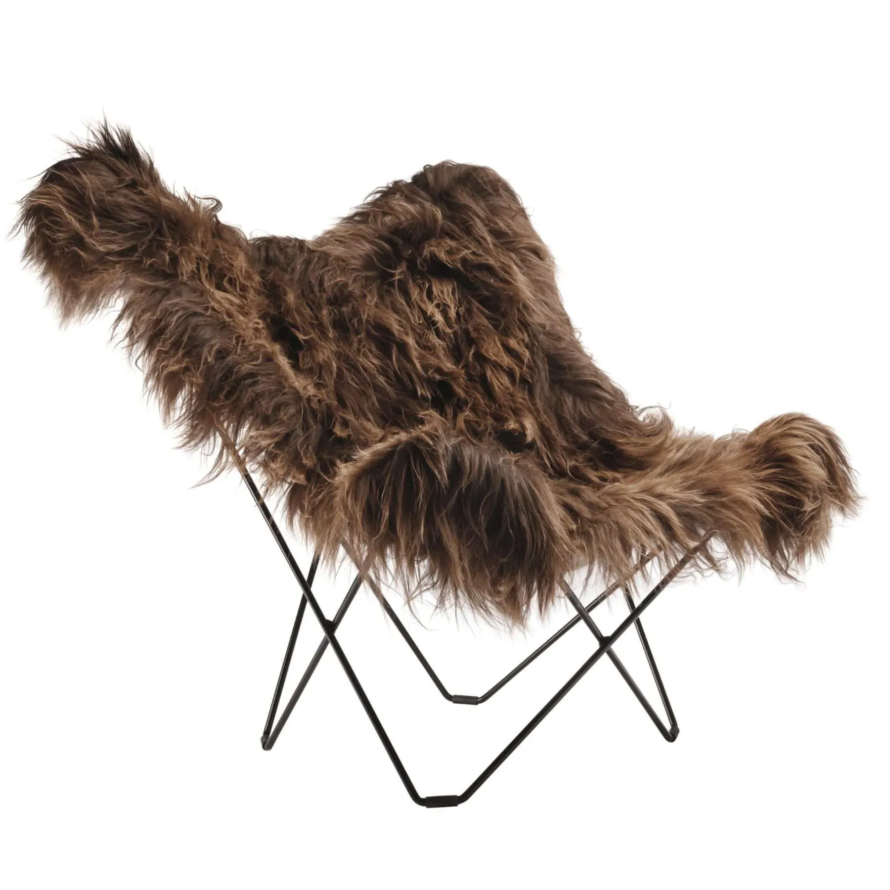Lounge Chair with Long Hair - Brown, Sheepskin