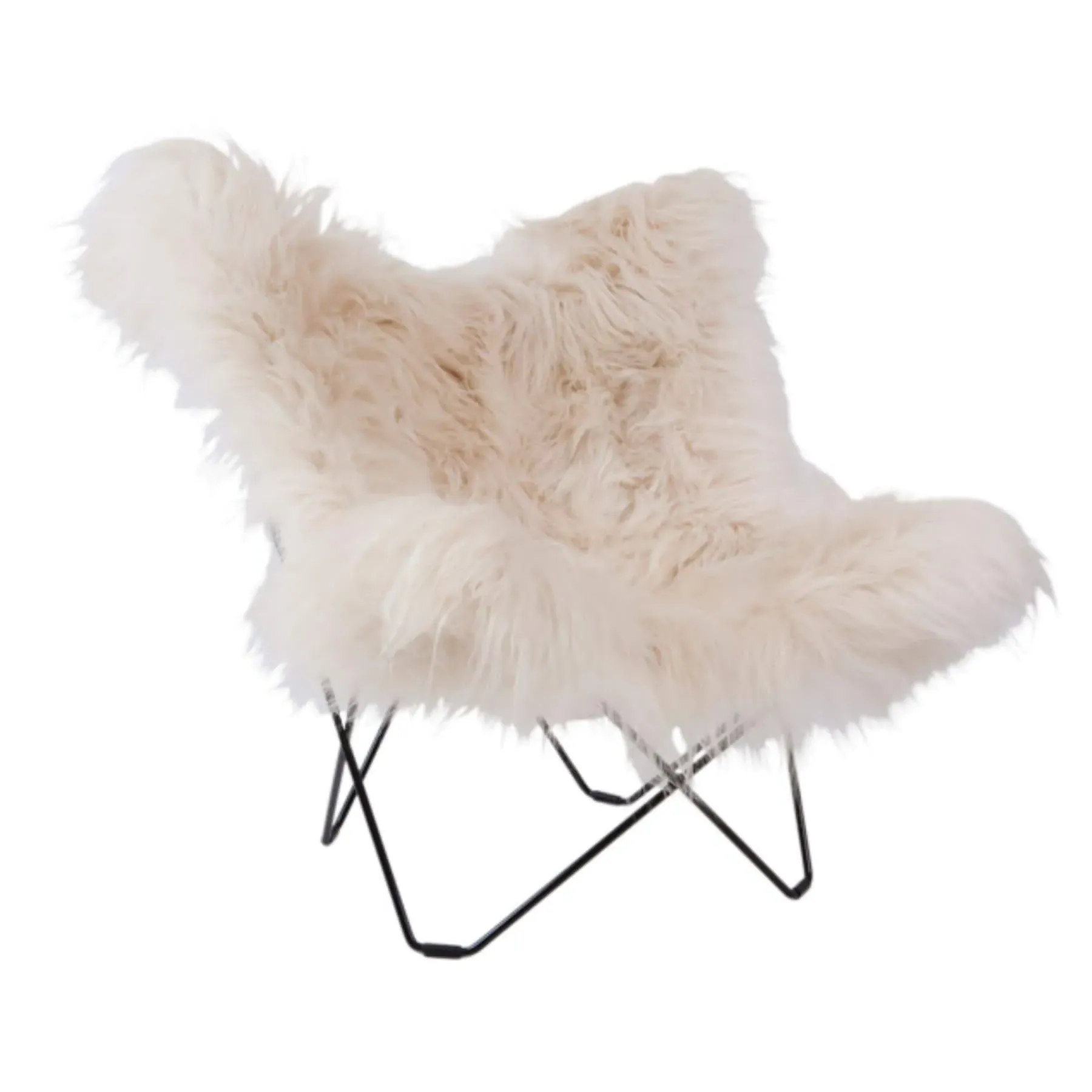 Lounge Chair with Long Hair - White, Sheepskin