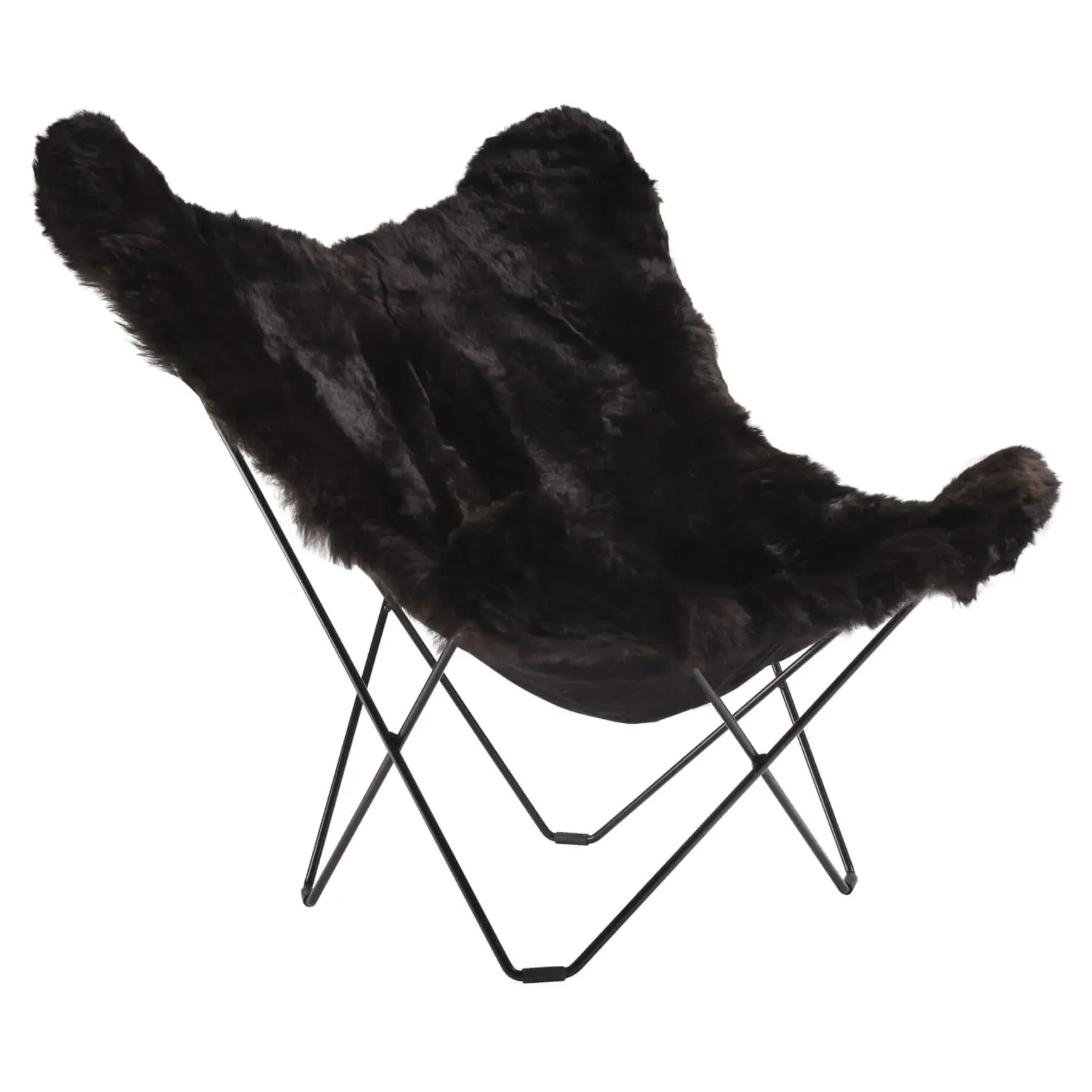 Lounge Chair with Short Hair - Black, Sheepskin