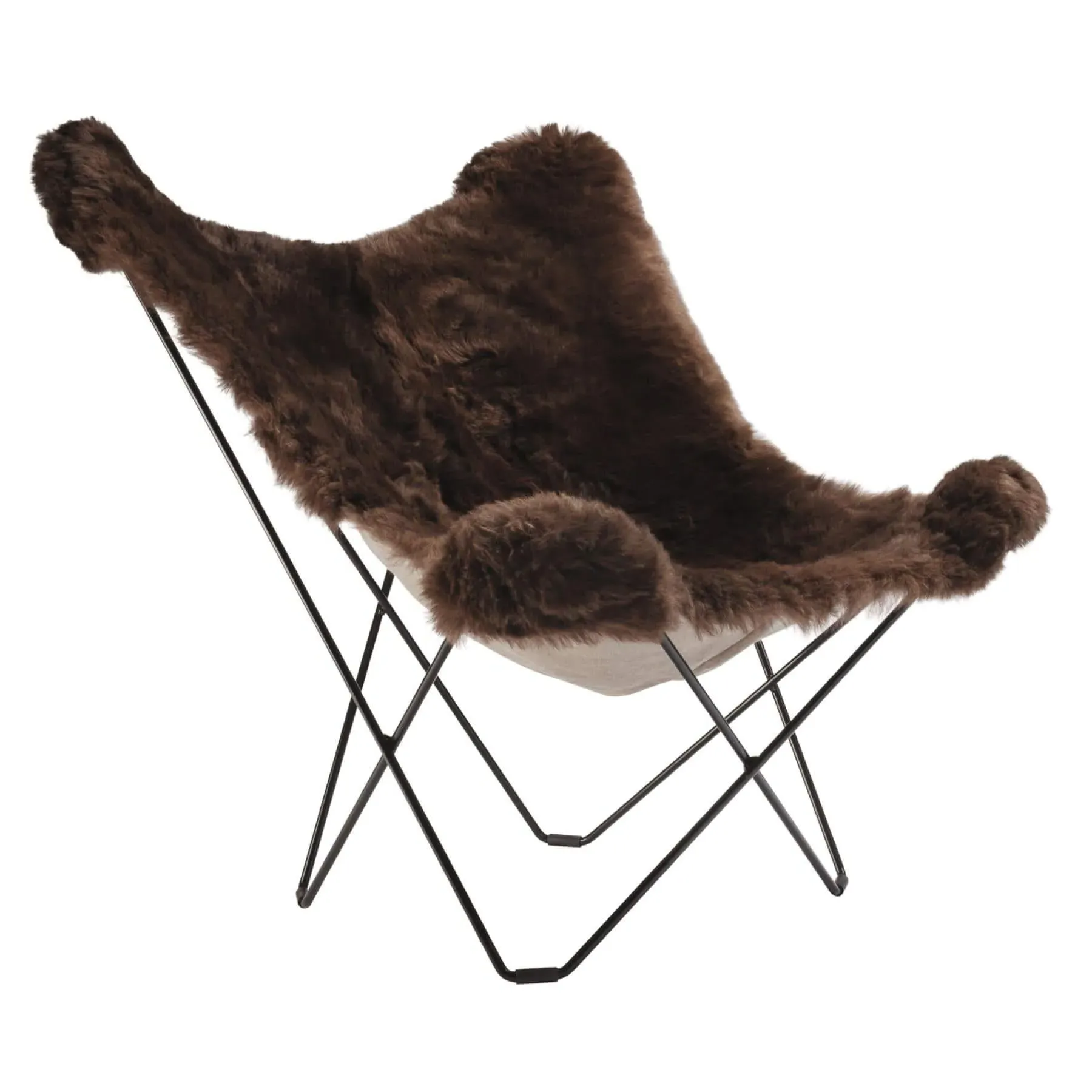 Lounge Chair with Short Hair - Brown, Sheepskin