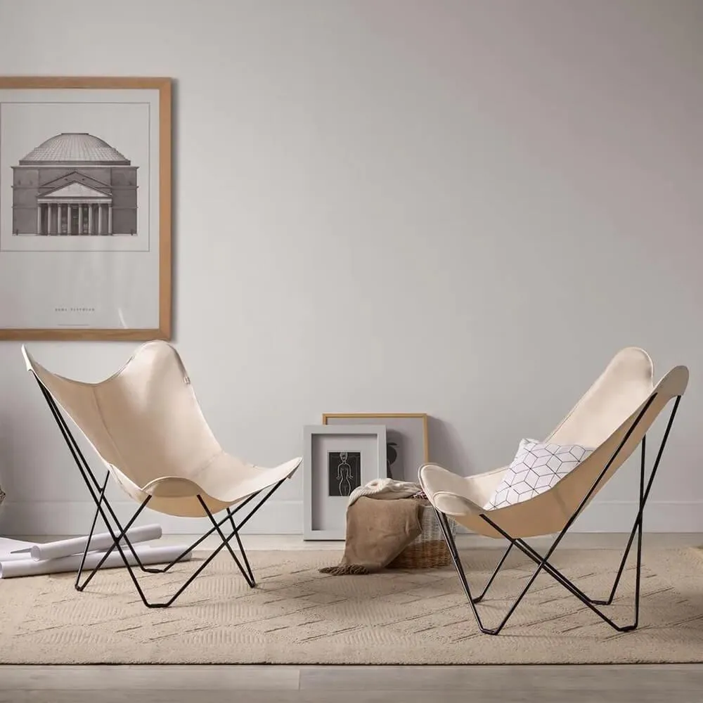 Mariposa Lounge Chair - Off White, Cotton Canvas