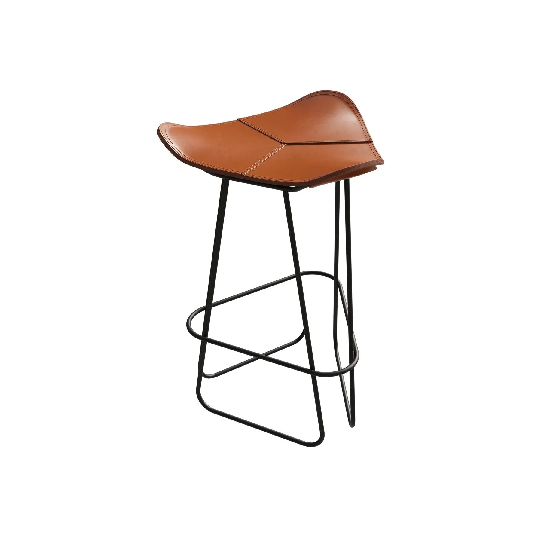Upholstered Barstool - Oak, Italian Leather