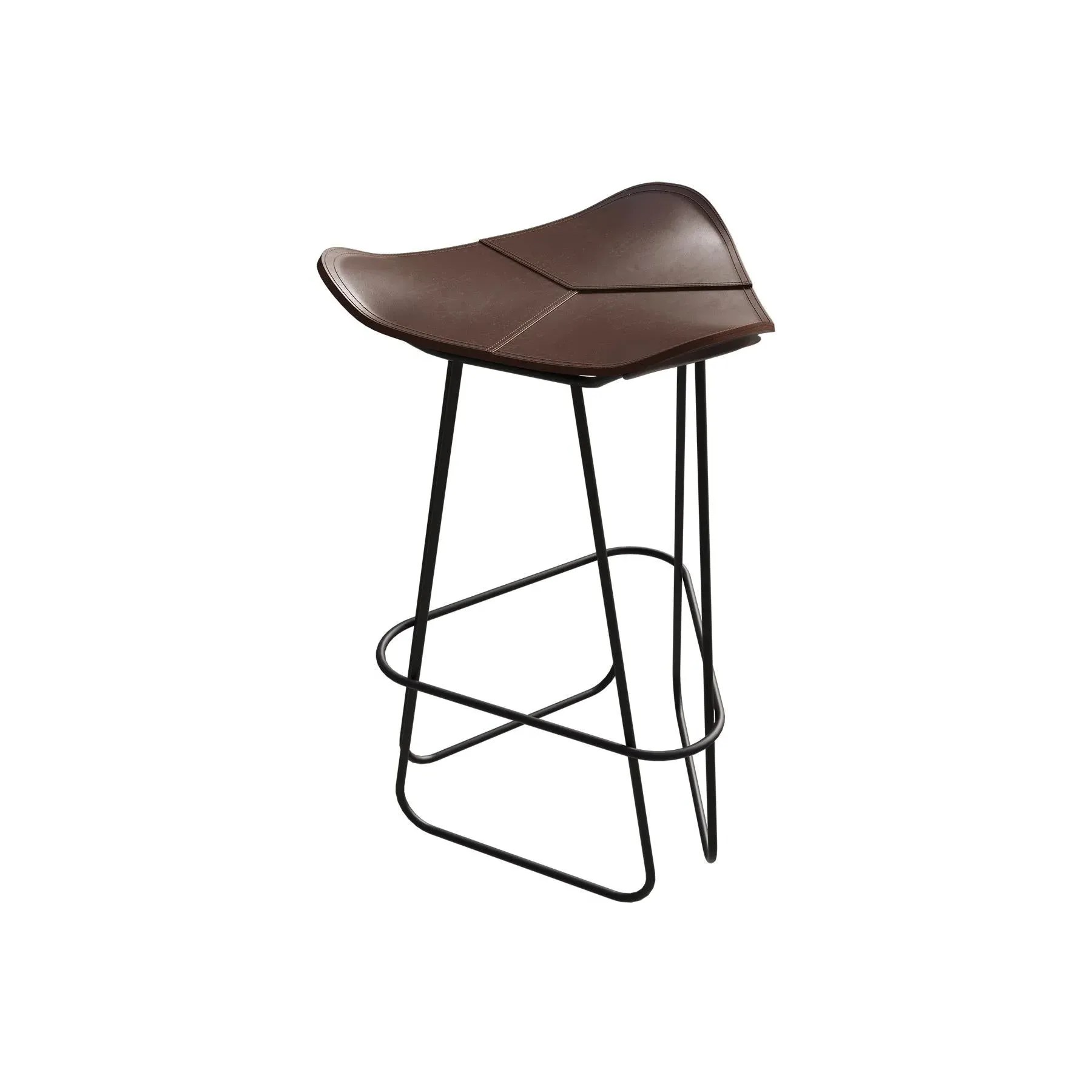 Upholstered Barstool - Oak, Italian Leather