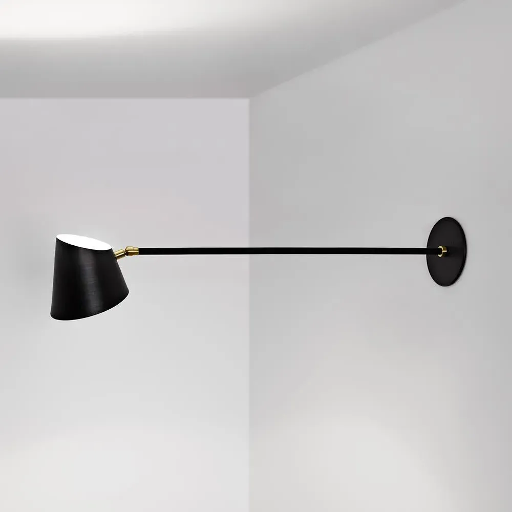 Hartau 30cm Wall Light - Matt Black, Brass