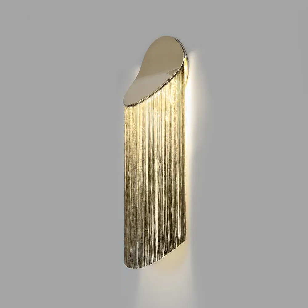 Long Wall Light with Fringes - Chrome, Bronze