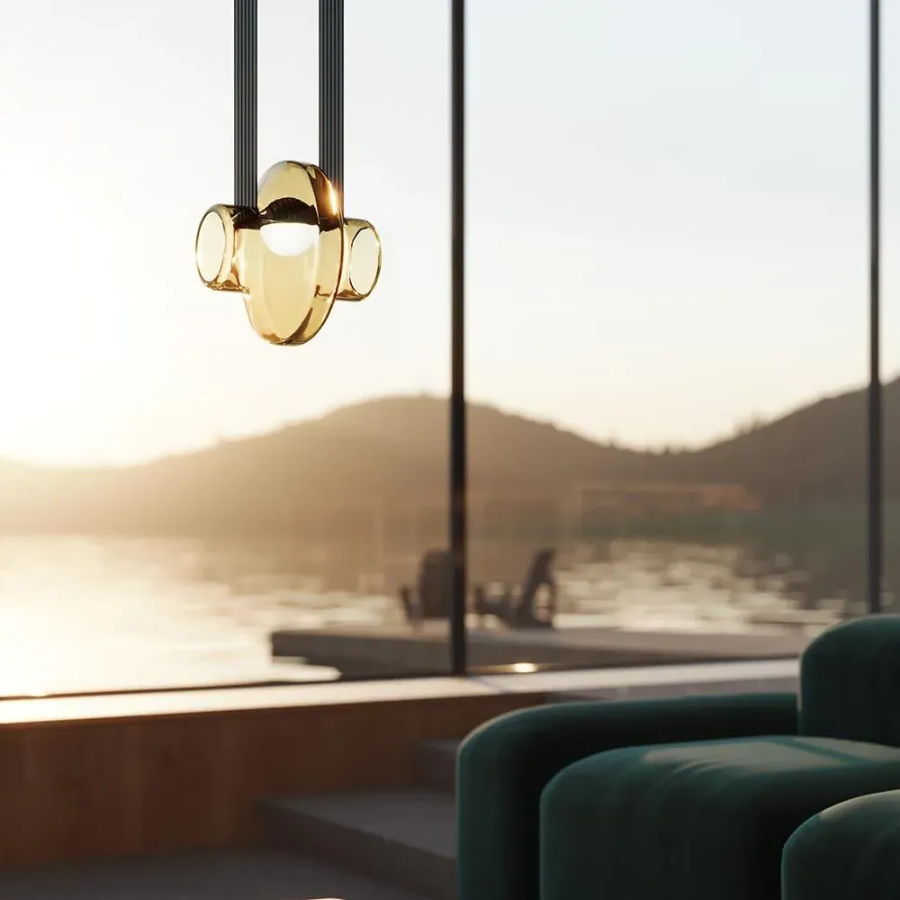 Pendant Light 1A - Grey, Clear Glass