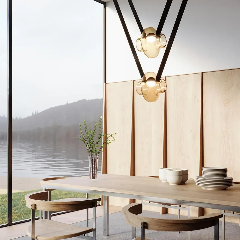 Pendant Light 2A - Grey, Clear Glass