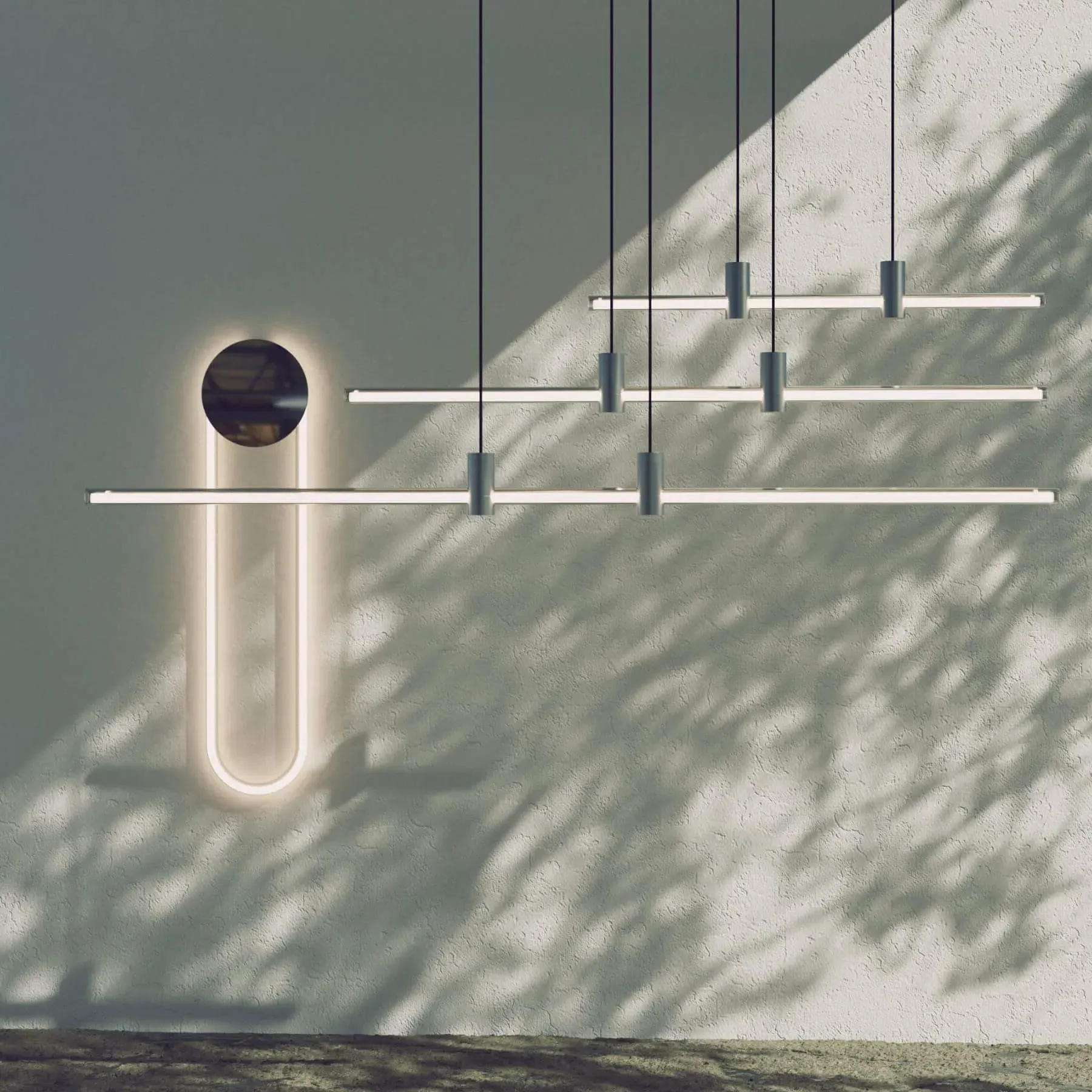 Ra Line Medium Pendant Light - Clear, Gold