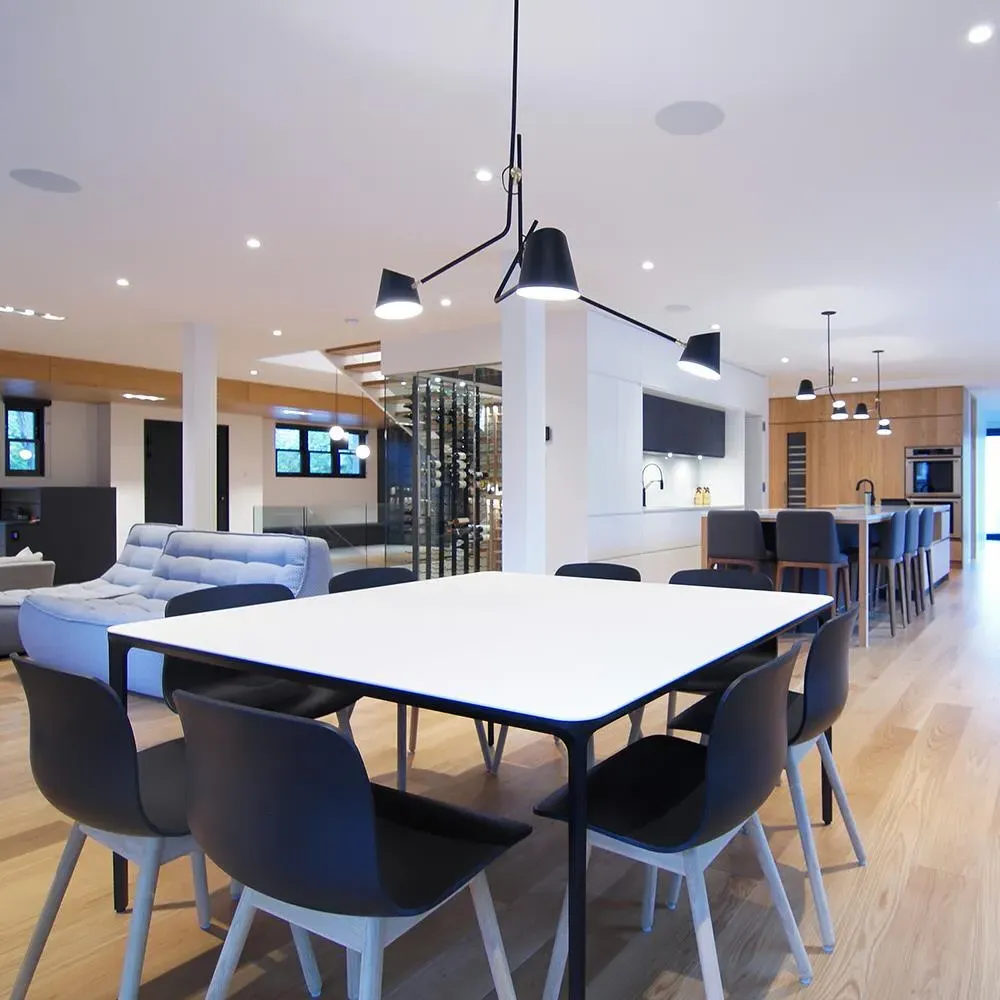 Triple Ceiling Light with Black Details - White