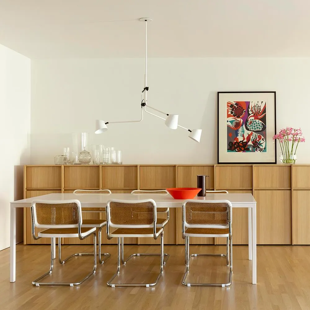 Triple Ceiling Light with Brass Details - White