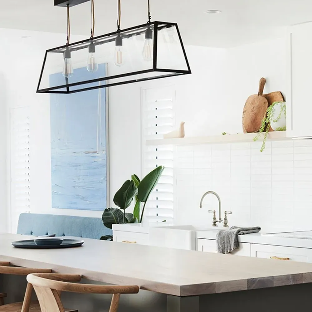 3-Light Pendant Light - Clear Glass, Metal