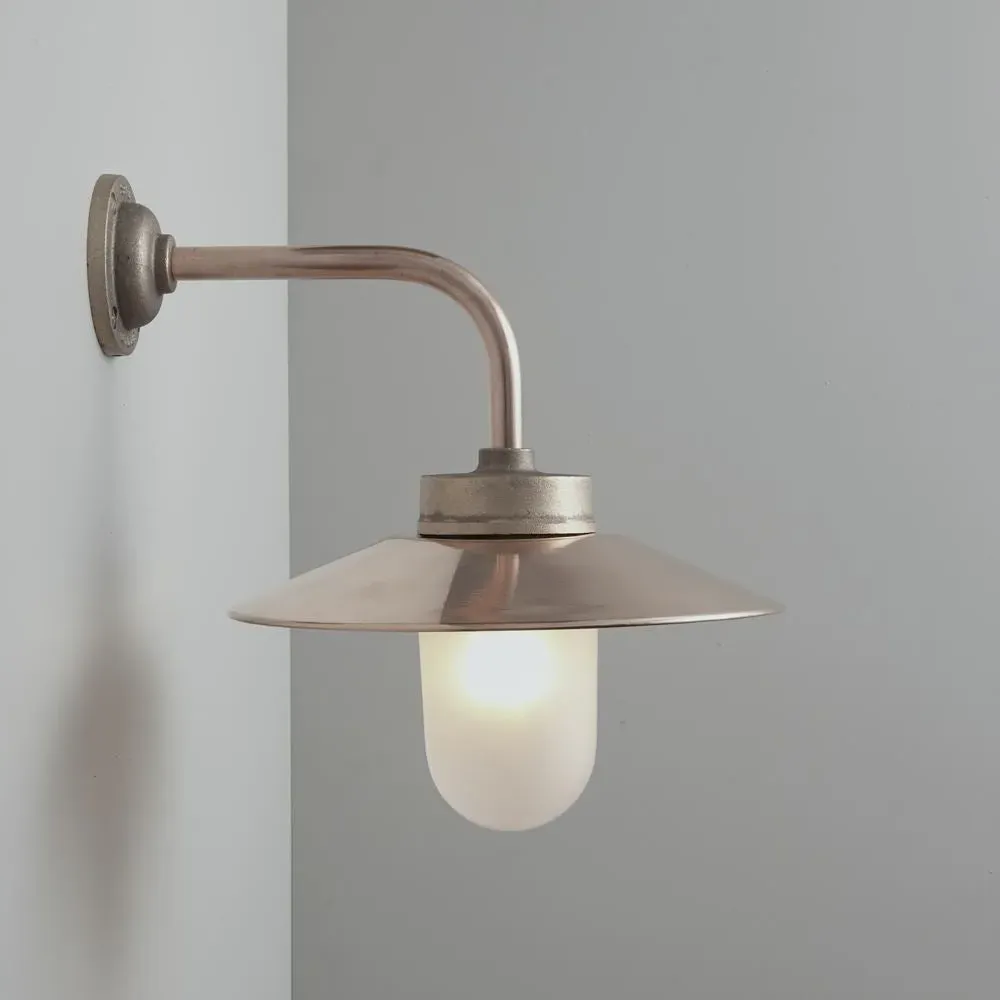Angled Wall Light Round Mount - Galvanised