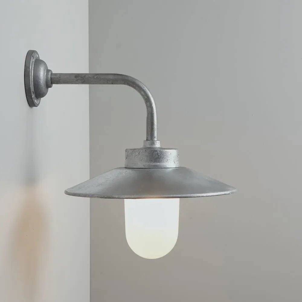Angled Wall Light Round Mount - Galvanised