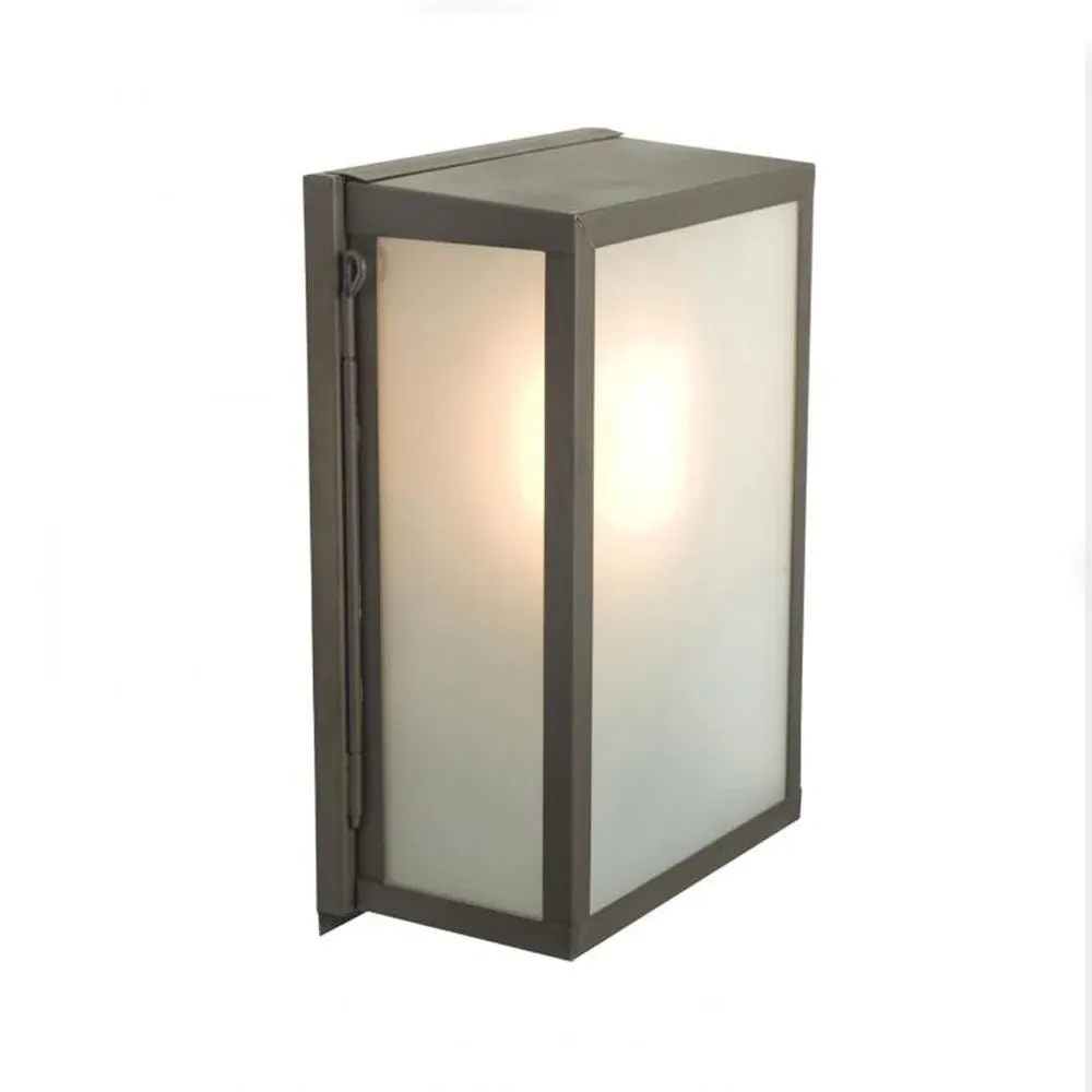 Box Medium Wall Light - Frosted, Brass