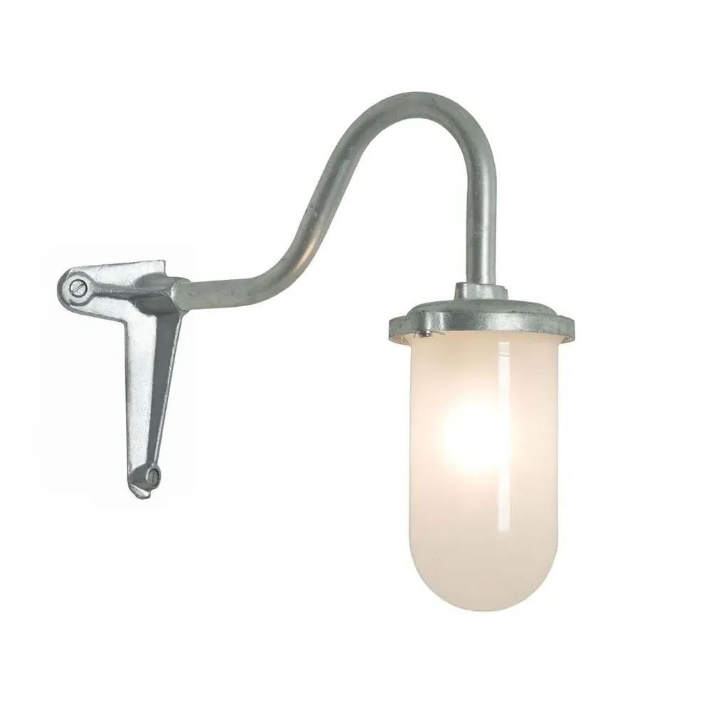 Corner Swan Neck Wall Light - Galvanised, Metal