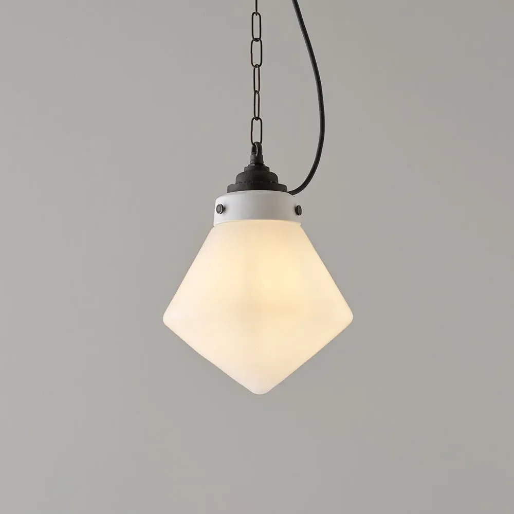 Diamond Pendant Light IP Rated - Opal Glass image