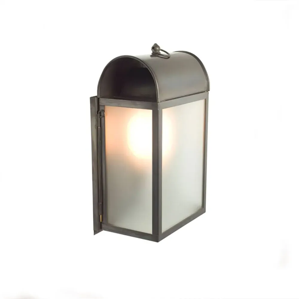 Domed Box Wall Light - Frosted Glass, Brass