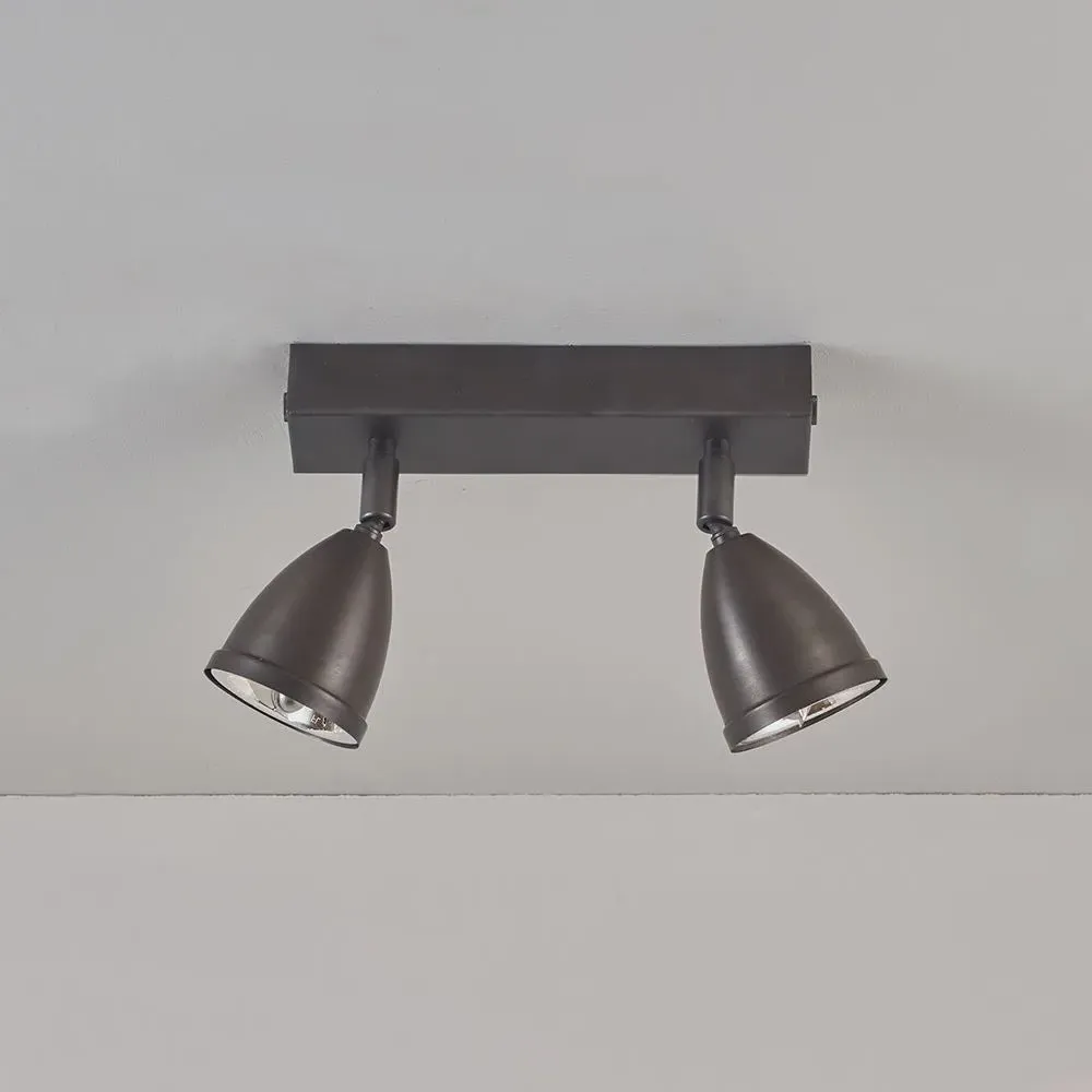 Double LED Spotlight - Weathered Brass, Metal