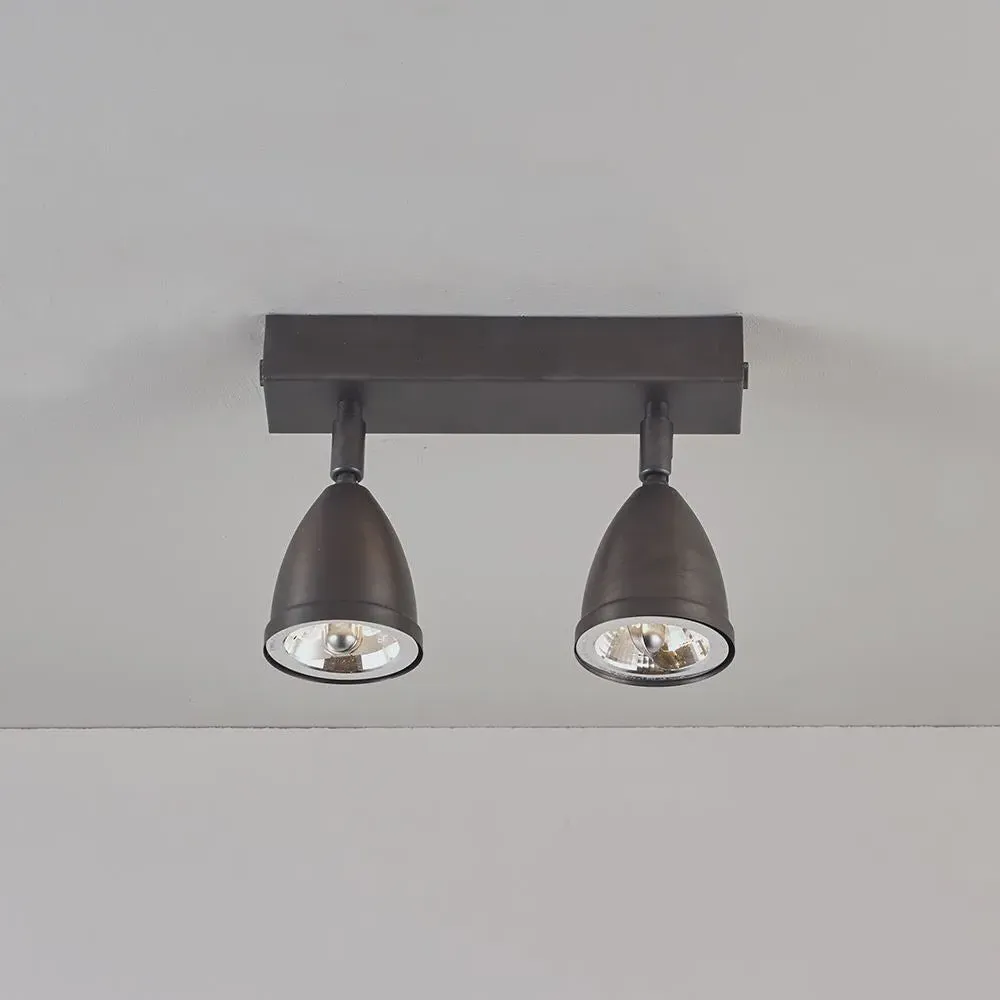 Double LED Spotlight - Weathered Brass, Metal image