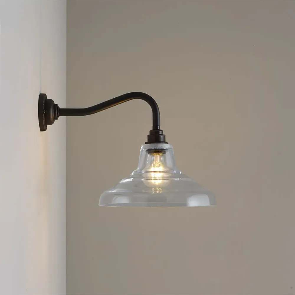 Glass School Wall Light - Anthracite, Brass