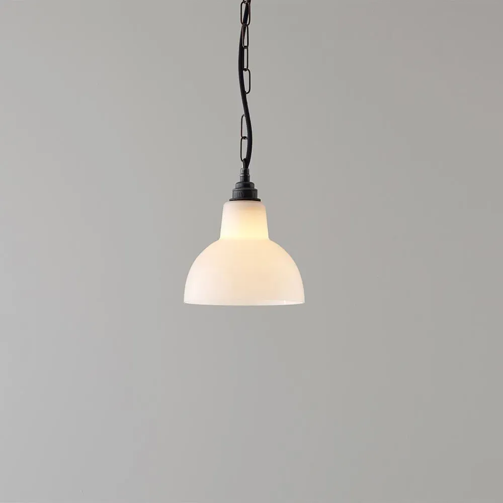 Glass York Size 1 Pendant Light - Weathered Brass, Opal Glass image