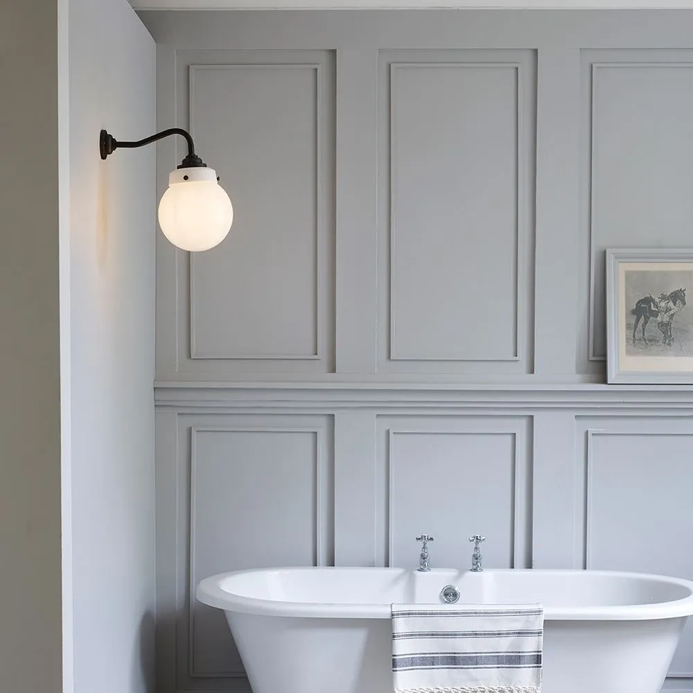 Hampton Bathroom Wall Light - Weathered Brass, Opal Glass