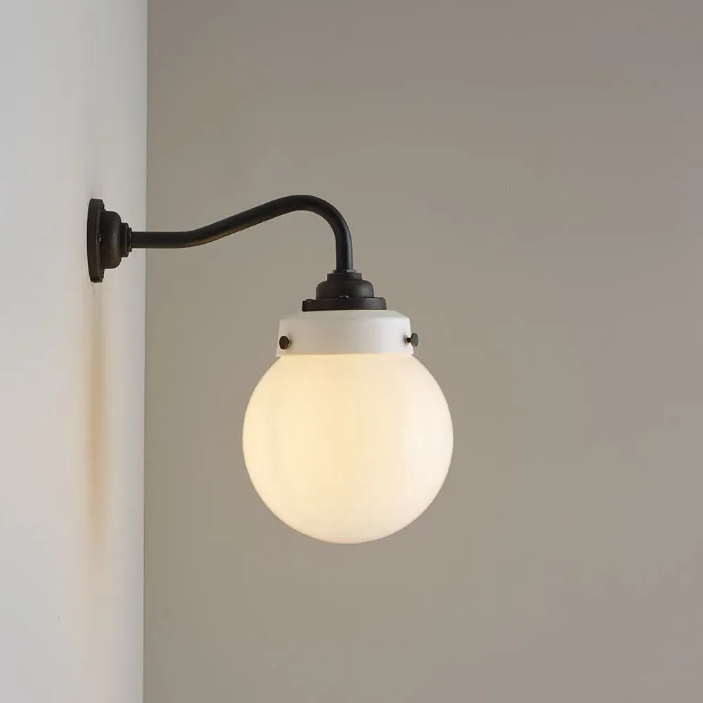 Hampton Bathroom Wall Light - Weathered Brass, Opal Glass image