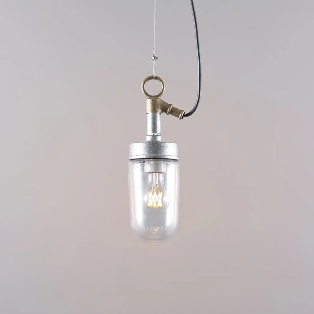 IP Rated Well Glass Pendant - Frosted, Iron