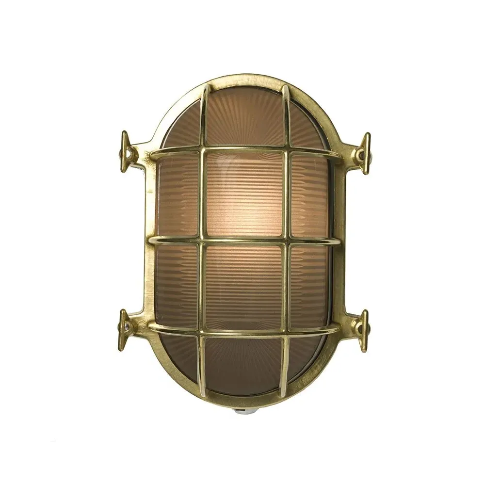 Large Oval Bulkhead Light - Weathered Brass