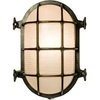 Large Oval Bulkhead Light - Weathered Brass