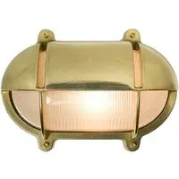 Large Oval Bulkhead Light with Eyelid - Polished Brass