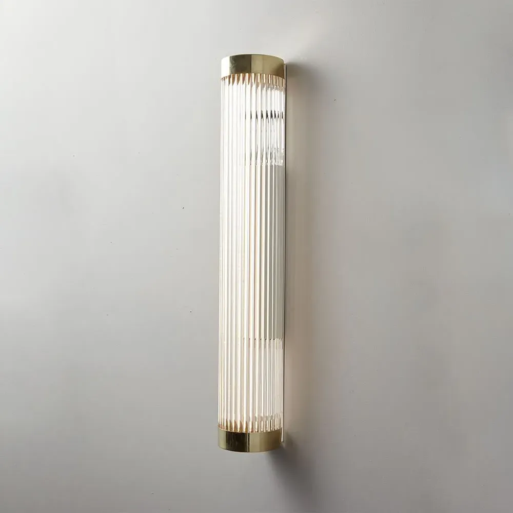 Large Pillar Light IP44 LED - Brass, Glass