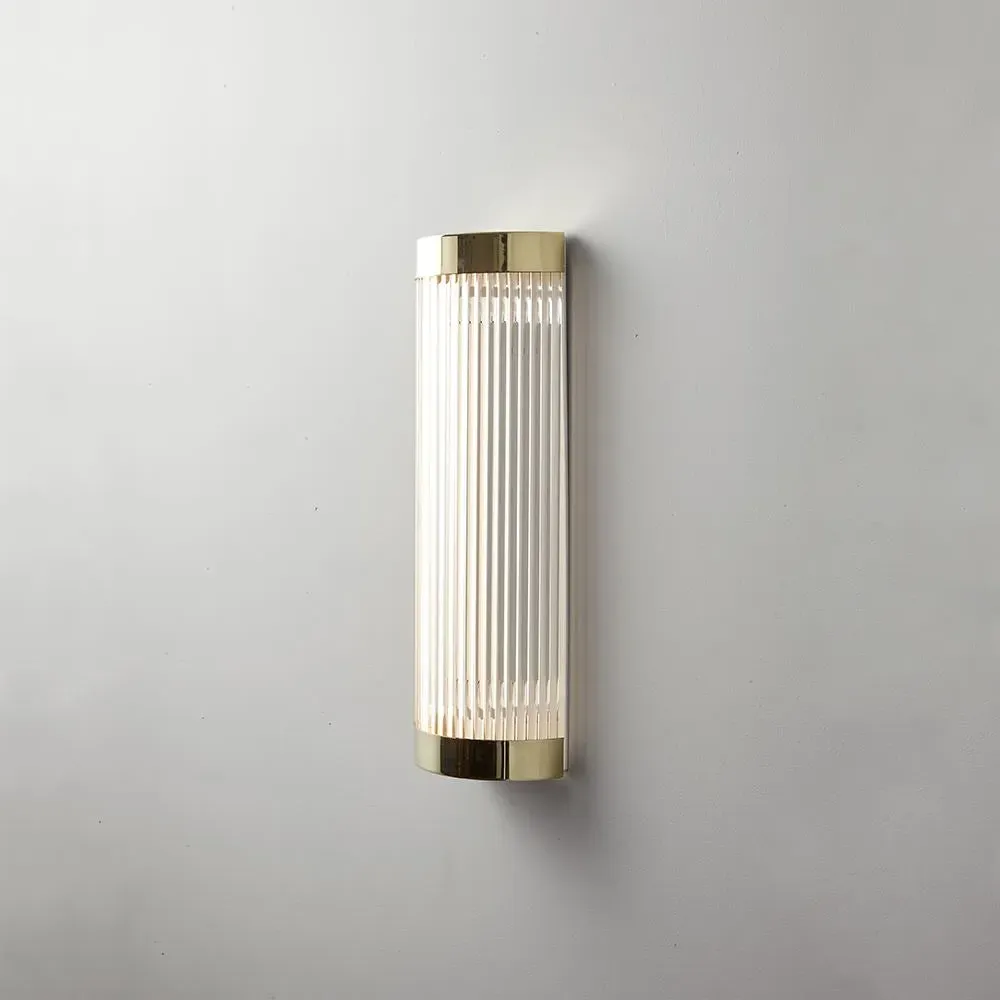Large Pillar Light IP44 LED - Polished Brass, Glass