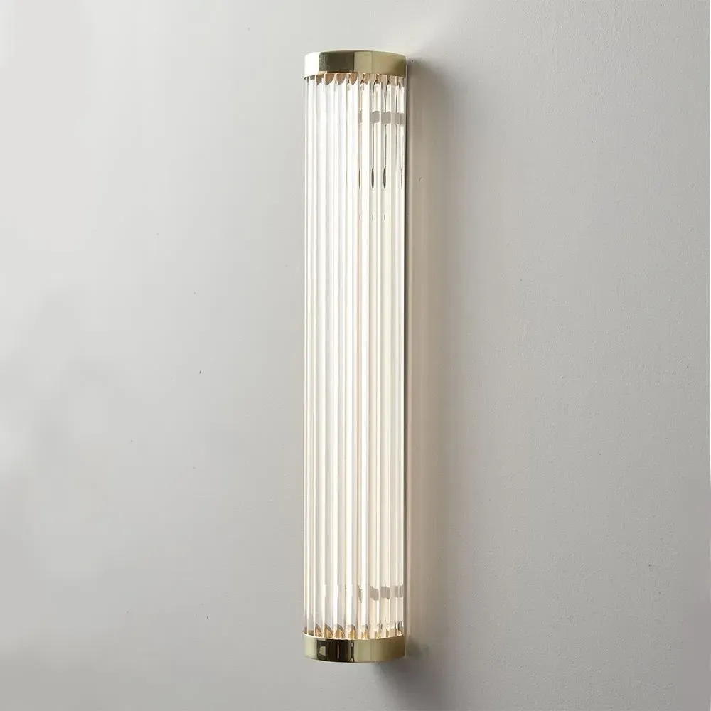 Large Pillar Light IP44 LED - Polished Brass, Glass