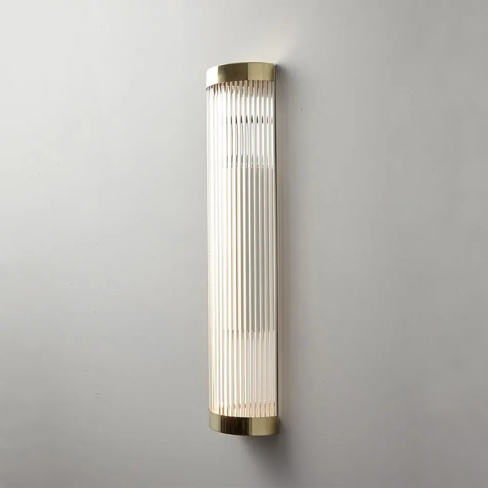 Large Pillar Light IP44 LED - Polished Brass, Glass