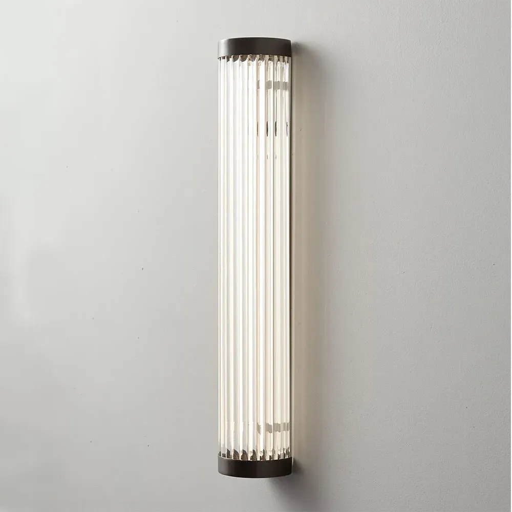 Large Pillar Light IP44 LED - Weathered Brass, Glass