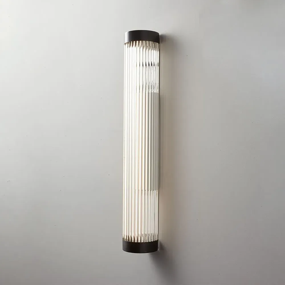 Large Pillar Light IP44 LED - Weathered Brass, Glass