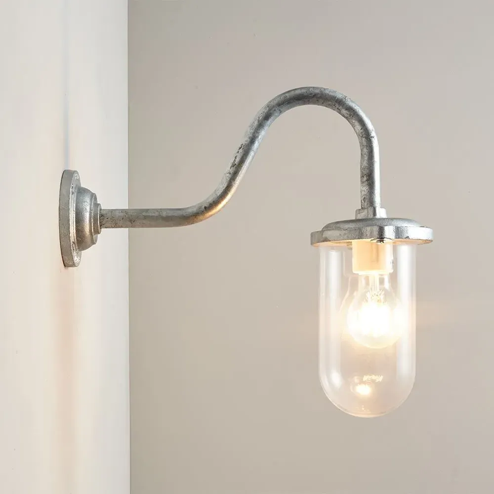 Large Wall Light with Clear Glass - Black Steel