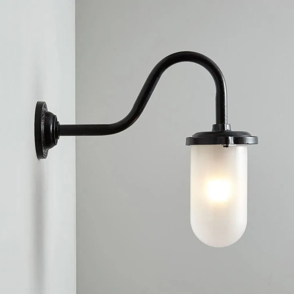 Large Wall Light with Clear Glass - Black Steel