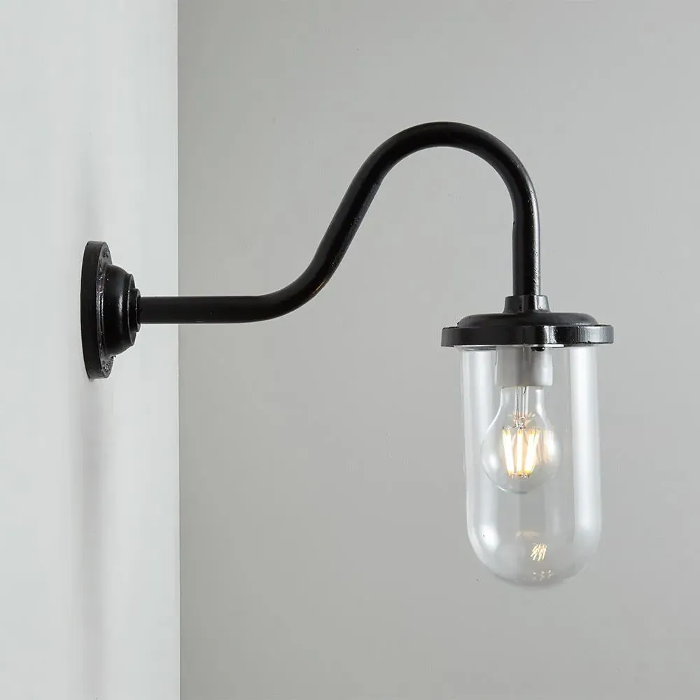 Large Wall Light with Frosted Glass - Black Steel
