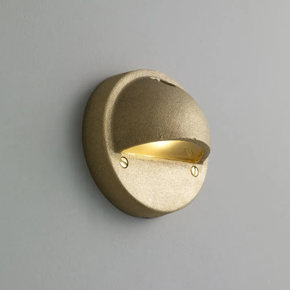 Lidded Step Light with LED - Weathered, Brass